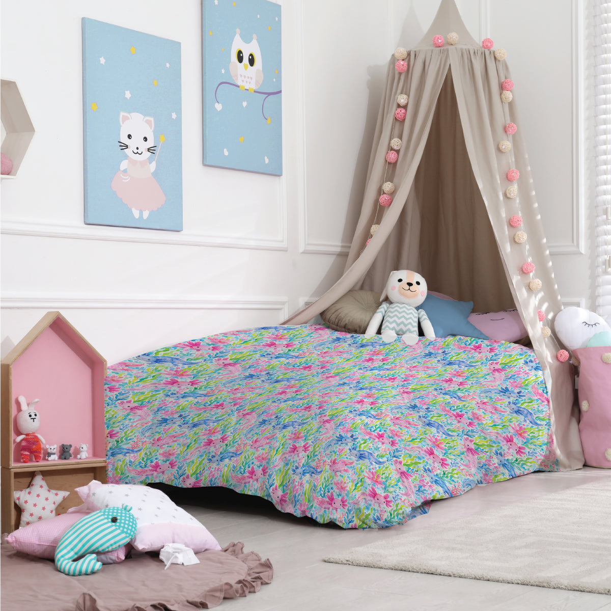 Sensory Quilt Cover - Axolotl Friends