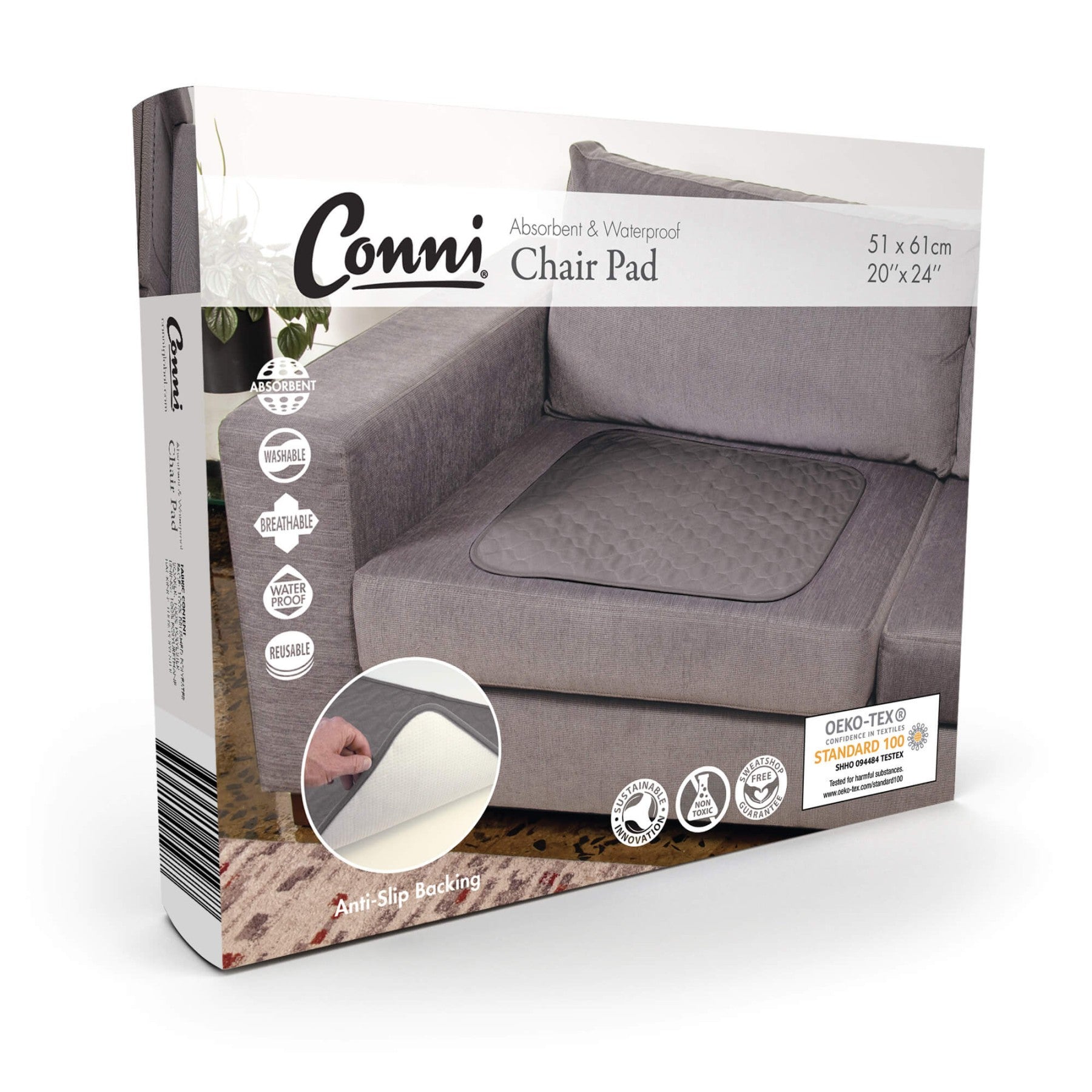 Conni Large Absorbent & Waterproof Chair Pad | Charcoal