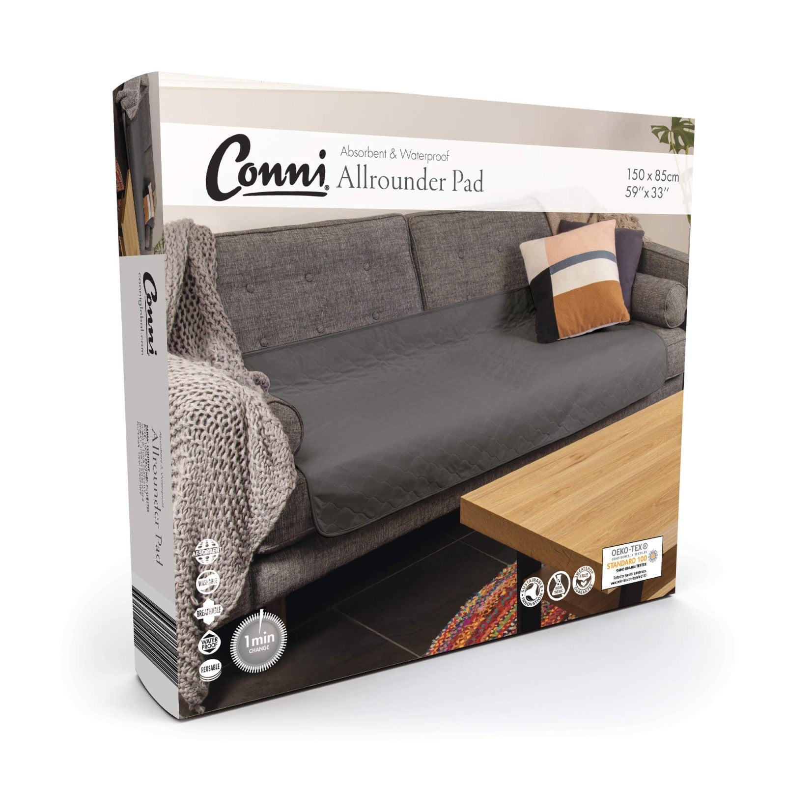 Conni All-Rounder Absorbent & Waterproof Pad – Charcoal